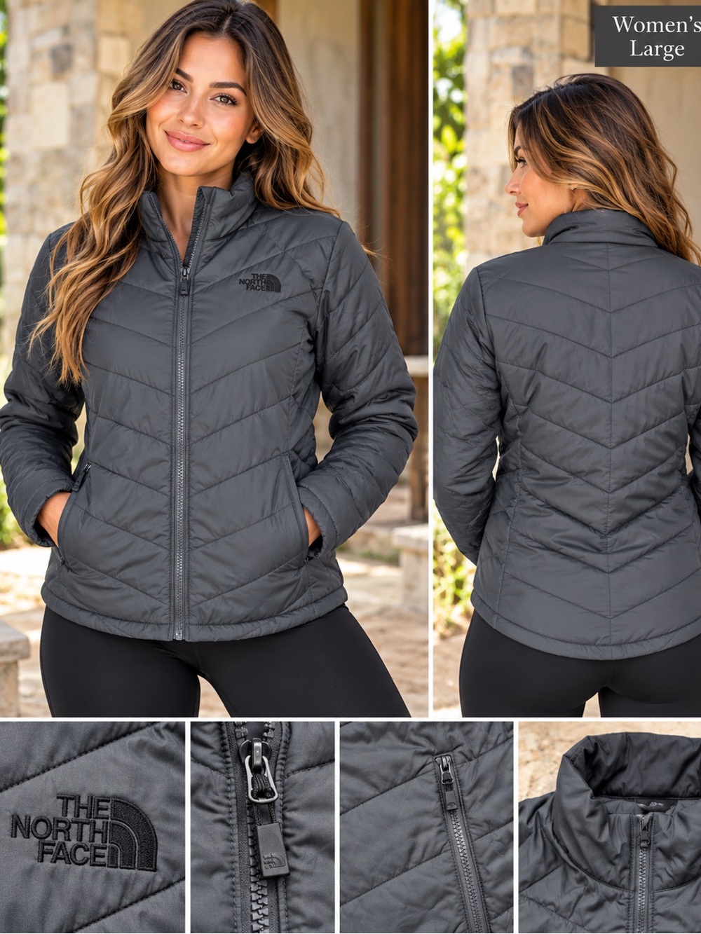The North Face Women’s large charcoal Quilted Jacket